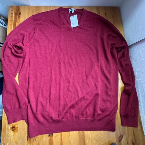 Peter Millar v-neck burgundy WOOL  sweater size XL NWT - Picture 2 of 11